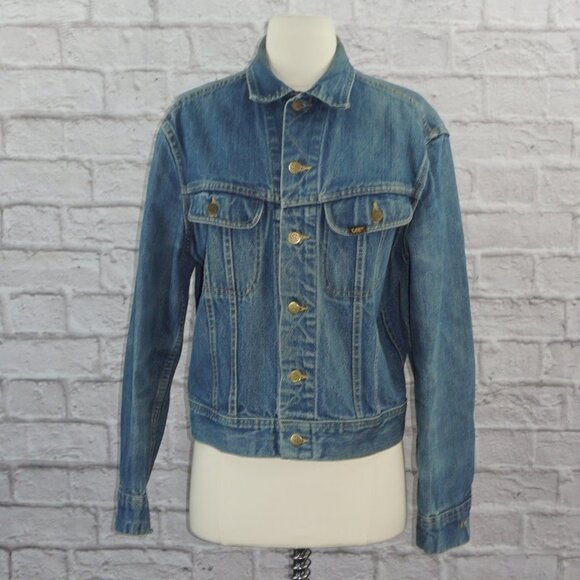 Vintage 80s Lee Sport Distressed Denim Jean Jacket - Picture 1 of 10